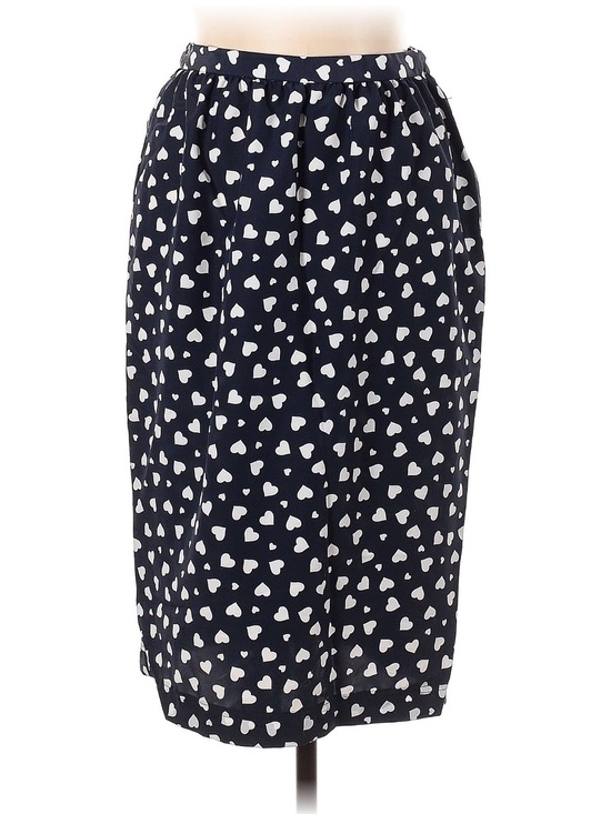 Leslie Fay Dresses & Skirts - Vintage 90s Leslie Fay Silky Navy Midi Pencil Skirt with White Heart Print